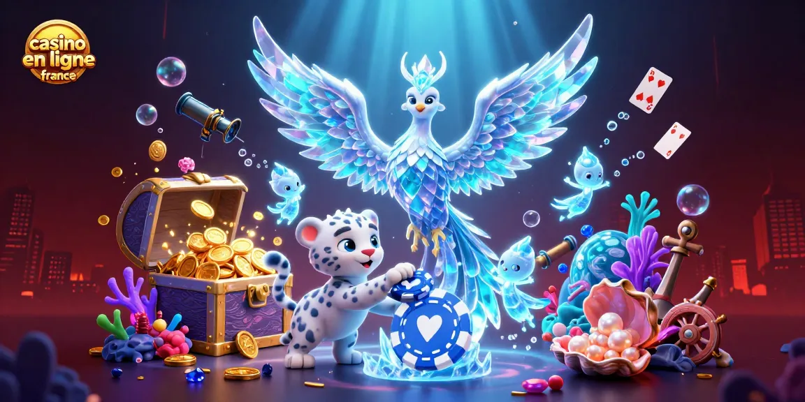 Jouer au casino en ligne France avec un phoenix de glace, un léopard des neiges et des sprites dans un décor féérique.