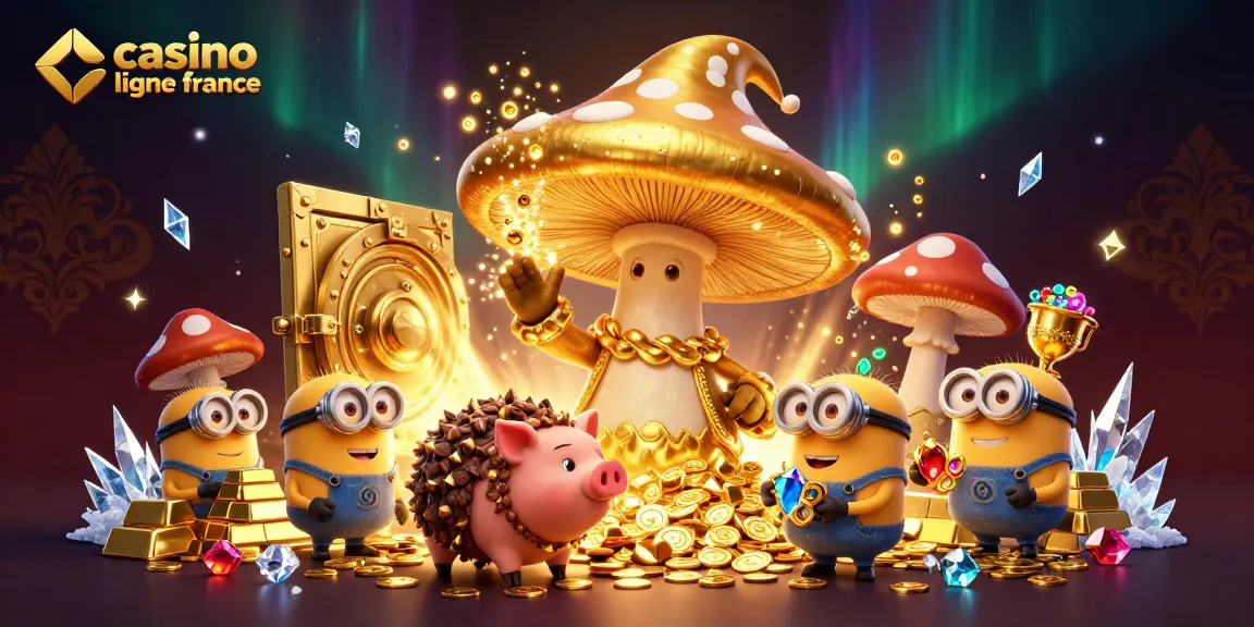 Plongez dans l'univers captivant du casino en ligne France avec des éléments dorés et magiques.