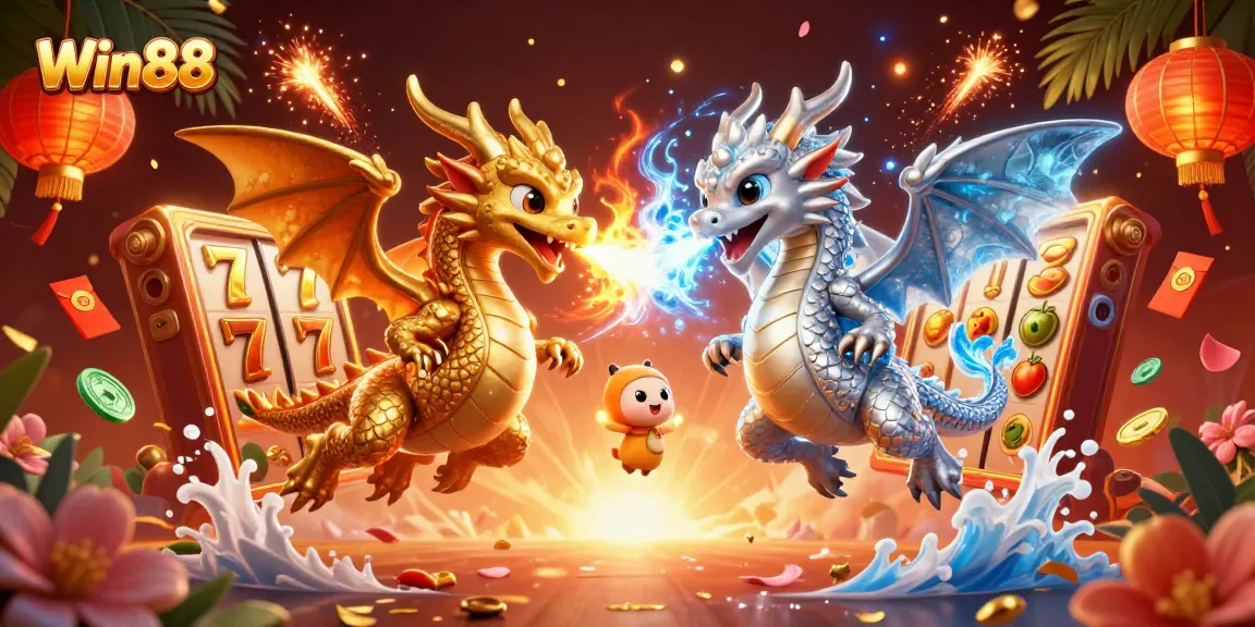 Experience the thrill of Win88 with dynamic slot games and vibrant characters in an enchanting 3D scene.