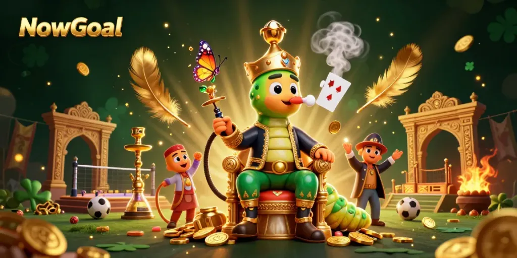 Experience NowGoal with a vibrant, gamified scene featuring a sports betting theme and colorful characters.