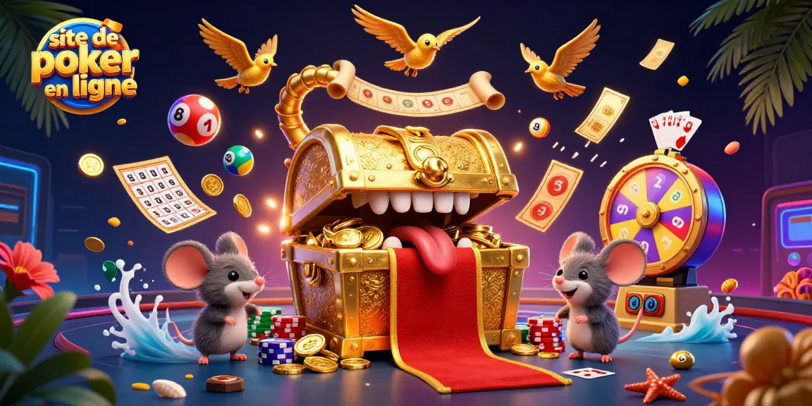 Jouez sur un site de poker en ligne avec des cartes et jetons en pleine action animée.