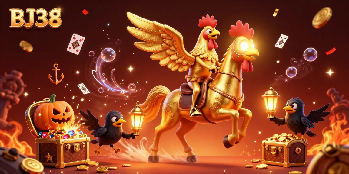 Experience BJ38's vibrant casino adventure with dynamic 3D characters and dazzling treasures.