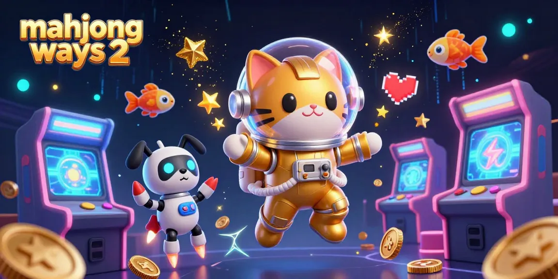 Experience the excitement of mahjong ways 2 with a vibrant 3D space cat and casino elements.