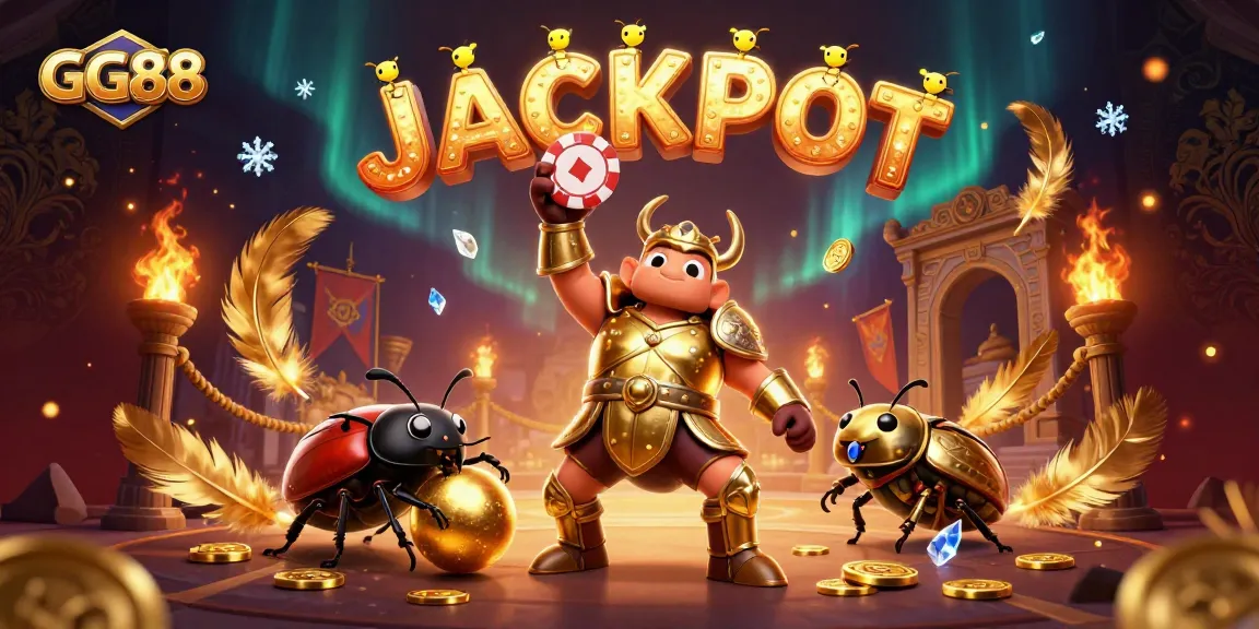 Unleash your luck at GG88 with heroes celebrating a jackpot win in an energetic casino scene.