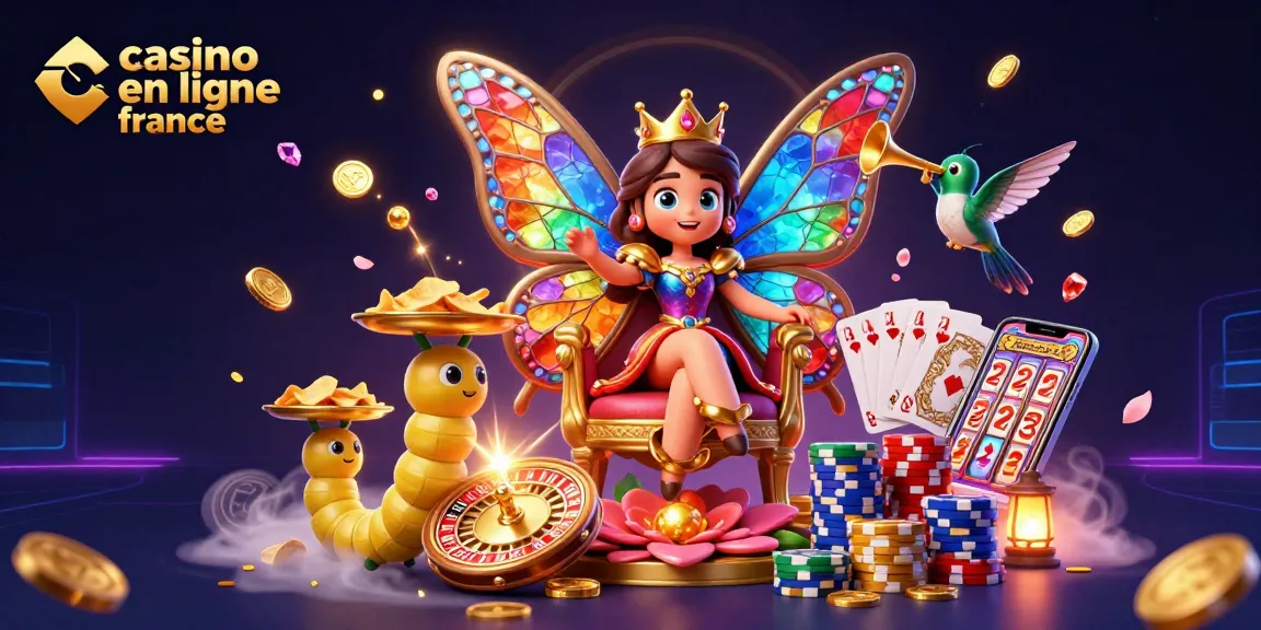 Élégante illustration 3D d'une reine papillon avec des ailes en vitrail, évoquant le casino en ligne France.