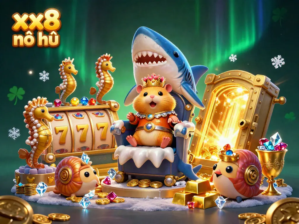 Experience the thrill of xx8 nổ hũ with our golden hamster king and exciting jackpot scenes.
