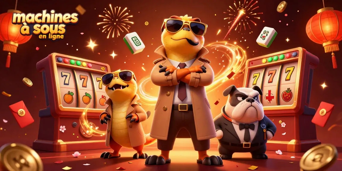 Jouez aux machines à sous en ligne avec des raptors et un bulldog, dans une scène de casino amusante.