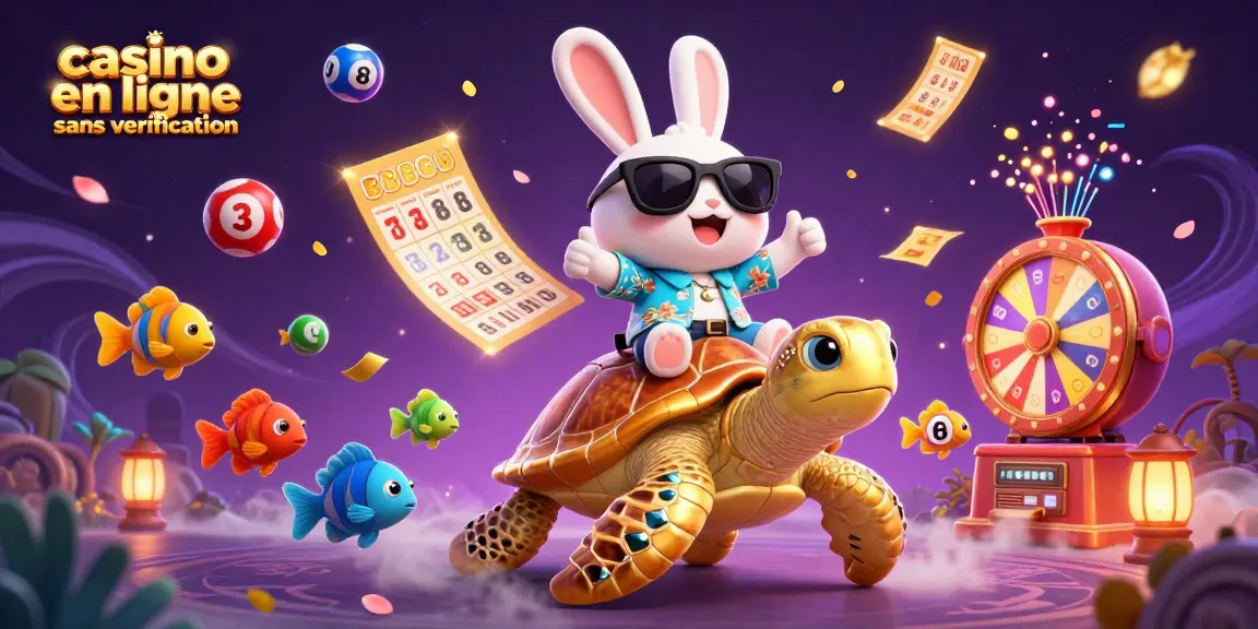 Le casino en ligne sans vérification avec un lapin chanceux et une tortue dorée dans une scène dynamique
