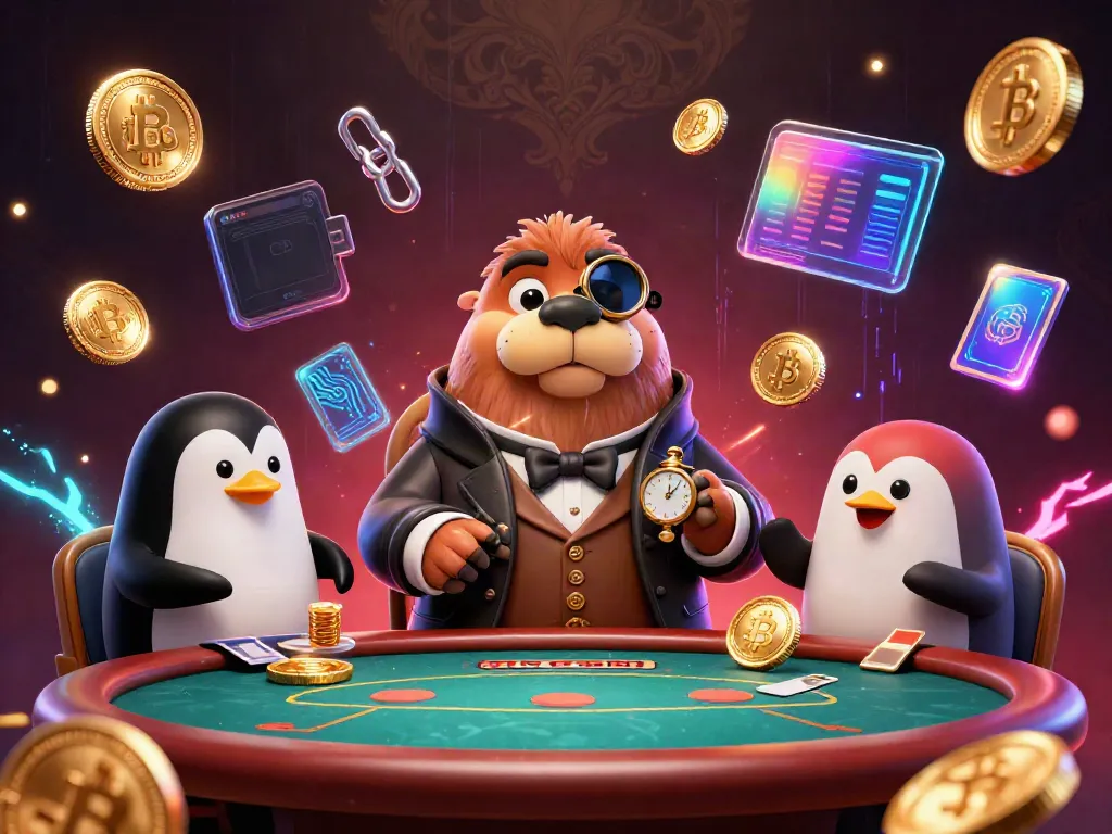 Play poker with f168 in a vibrant underwater scene featuring a walrus, penguin dealer, and pufferfish.
