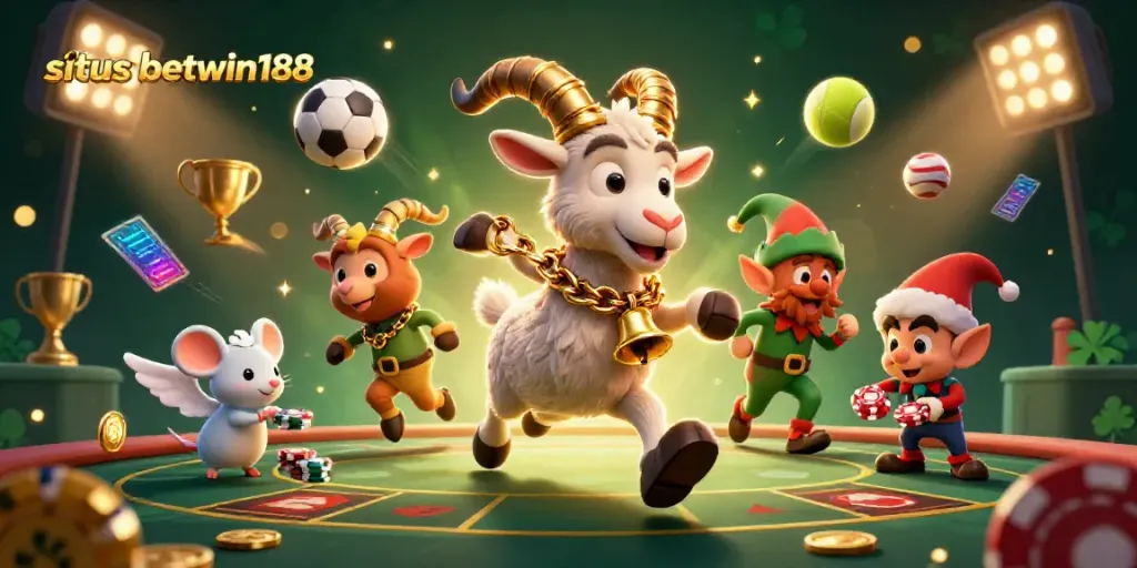 Aksi mengesankan di situs betwin188 dengan Krampus dan karakter kartun lainnya di kasino meriah.
