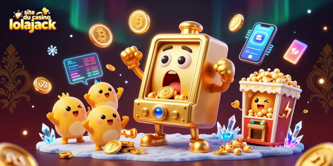 Experience excitement at the site du casino lolajack with a golden slot machine celebrating a jackpot.