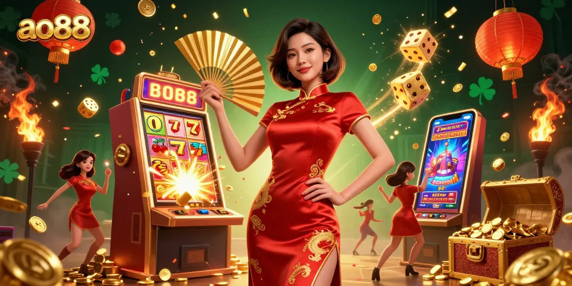 Spin to win at ao88 featuring stunning visuals and vibrant casino elements in a lively 3D scene.