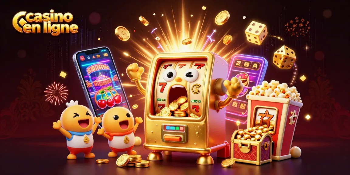 Jackpot éclatant dans un casino en ligne avec des machines à sous animées et des pièces d'or