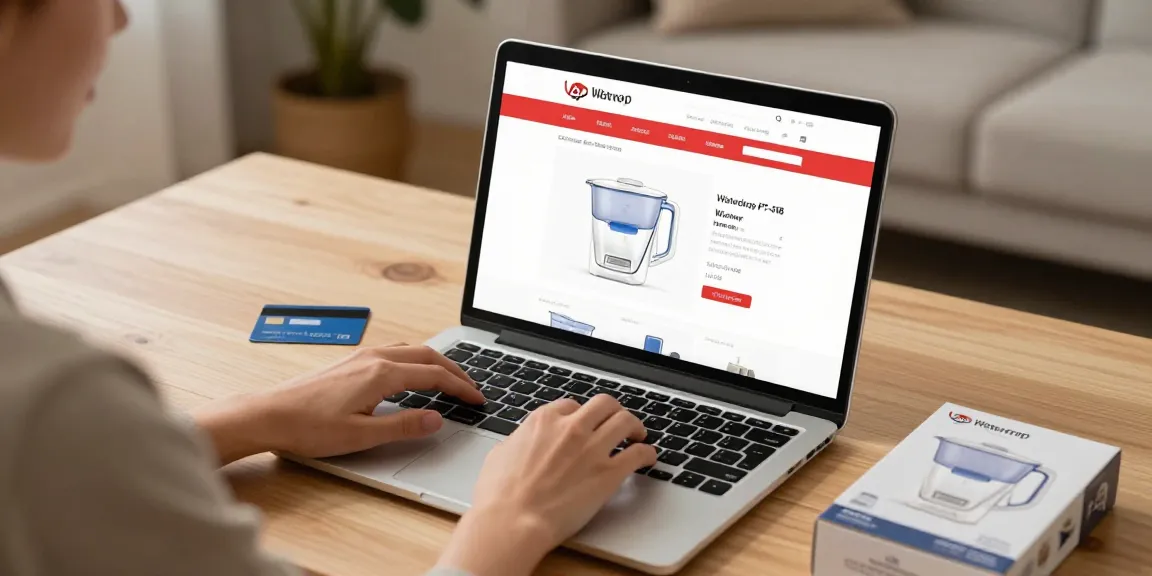 The Waterdrop PT-61B Water Filter Pitcher showcased in an online shopping experience, representing best deals and buyer's guide on digital marketplaces.