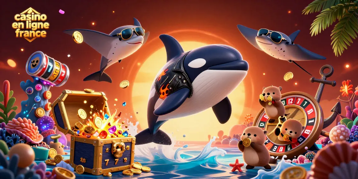 Gagnez en jouant Casino en ligne France avec une illustration hautement détaillée d'animaux marins portant des pièces d'or.