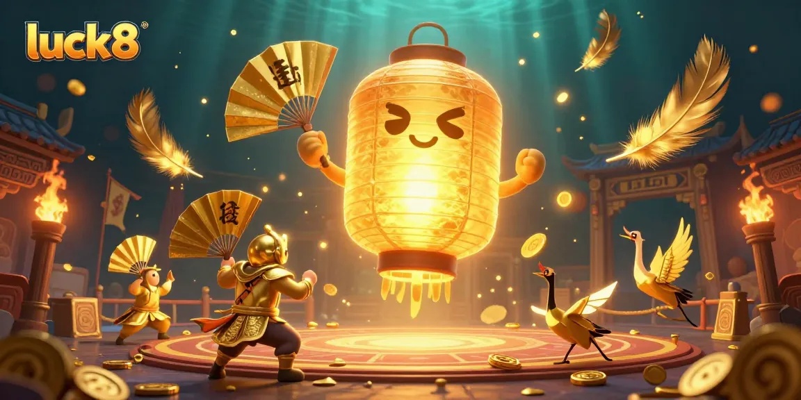 Engage in thrilling luck8 casino activities with a vibrant illustration of lucky symbols and characters.