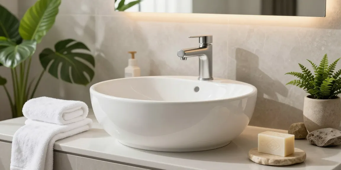 Stylish Wudu basin showcasing solid surface craftsmanship in a tranquil bathroom.
