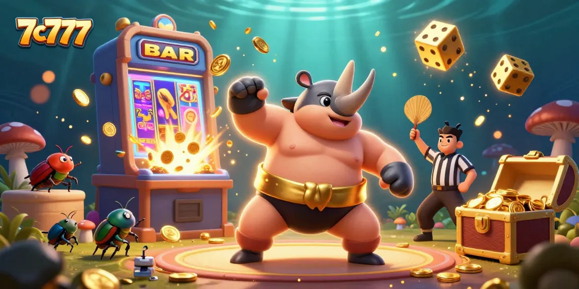 Experience thrilling slots with 7c777's vibrant jackpot explosion and colorful casino elements.