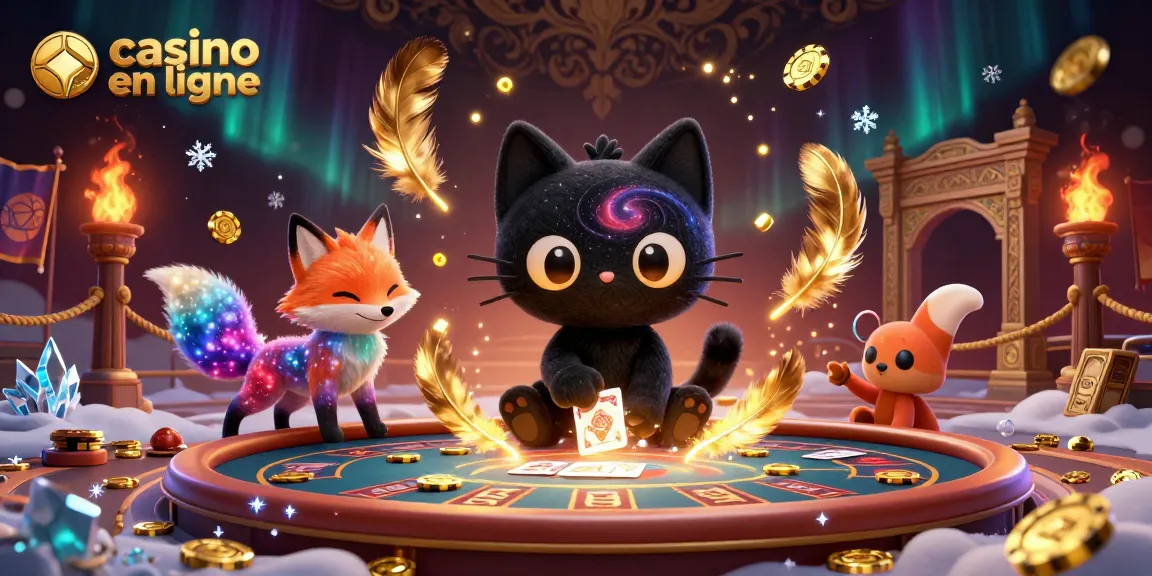 Jouez sur un casino en ligne captivant avec le chat noir et le renard nébuleux, en pleine action.