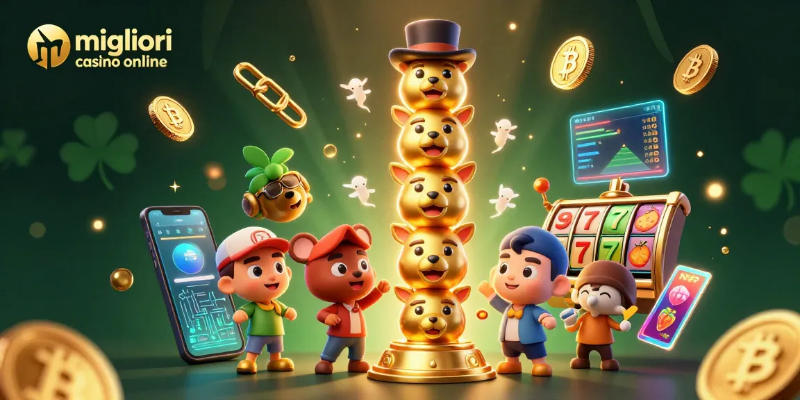 Illustrazione di un totem in un casinò online con elementi di gioco, migliori casino online in primo piano.