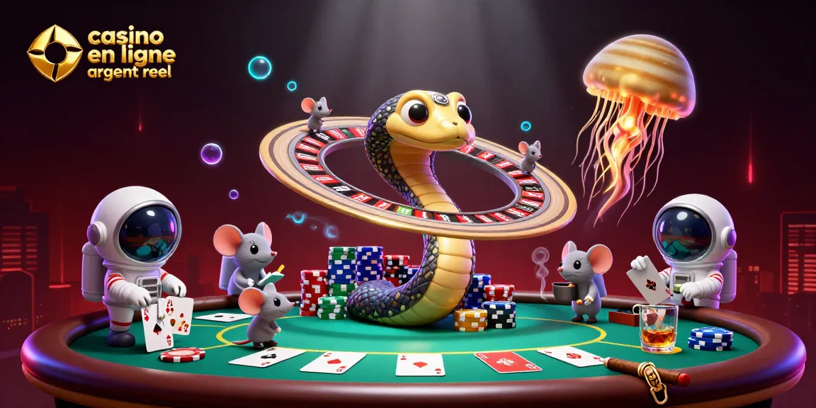Plongez dans le monde des casinos en ligne argent réel avec des astronautes pariant sur Saturne, entourés d'éléments de jeu.
