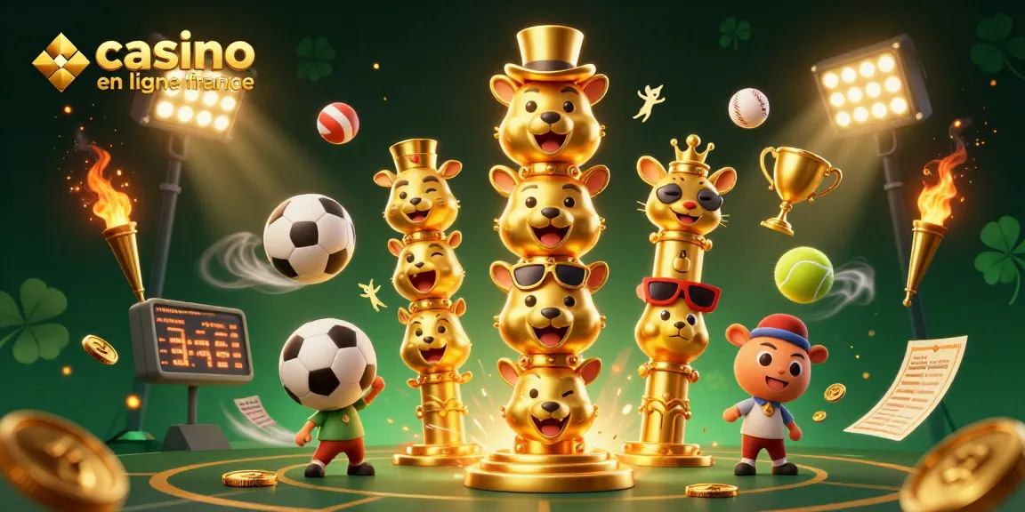 Profitez de jeux au casino en ligne France avec d'animaux amusants et des éléments sportifs.