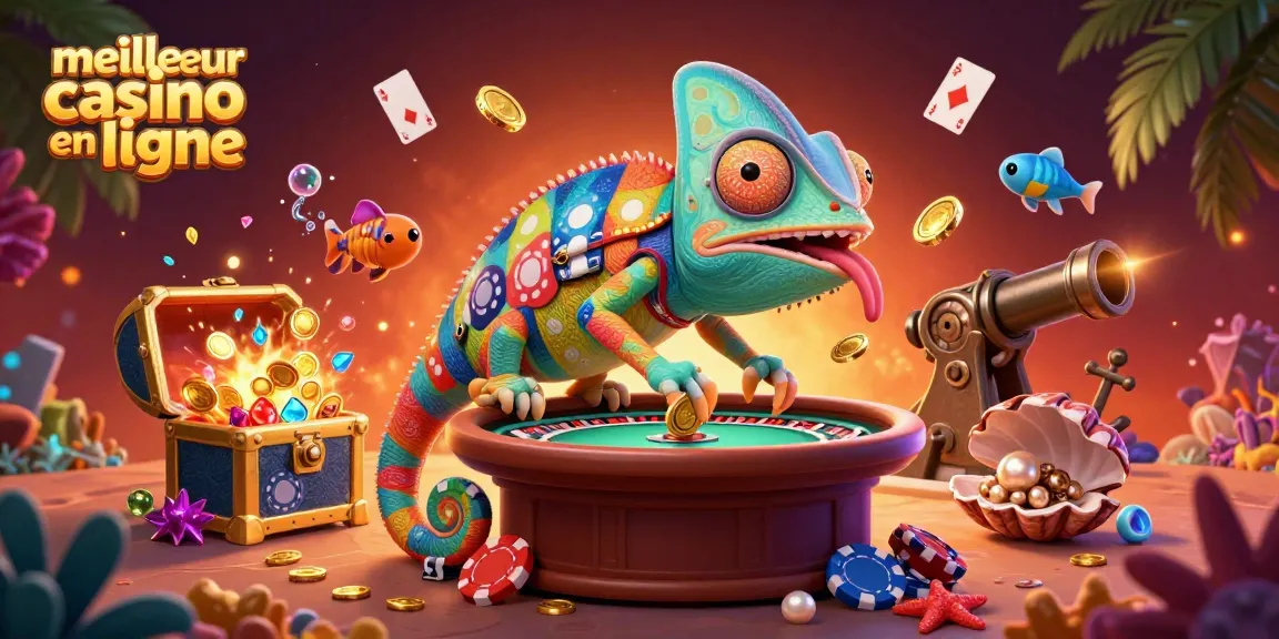 Gagnez au meilleur casino en ligne avec le chameleon propriétaire dynamique qui attrape les pièces d'or.