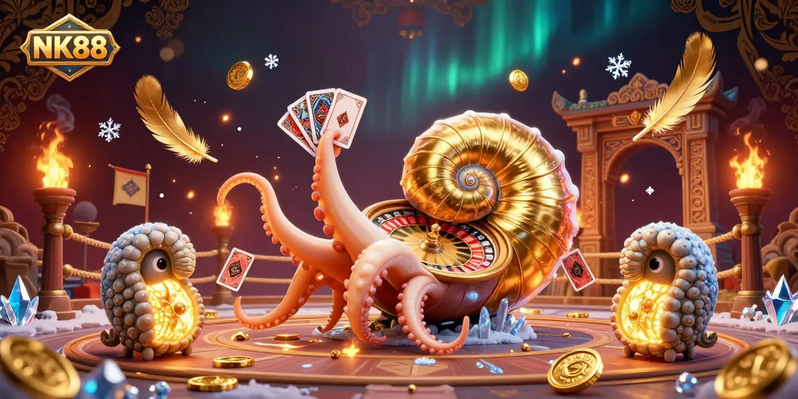 Engage in thrilling gameplay with NK88, featuring a giant nautilus roulette wheel and glowing ammonite companions.