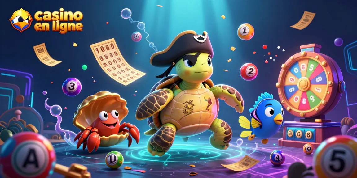 Jeux de casino en ligne captivants autour d'une tortue pirate avec des éléments dynamiques.